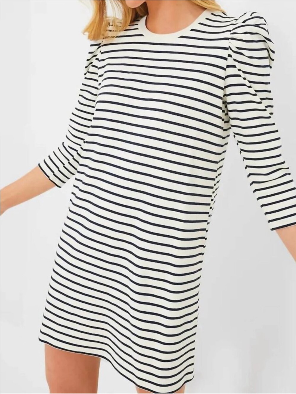 Tuckernuck Pomander Place Striped Knit Popover Striped Dress in Navy & Cream